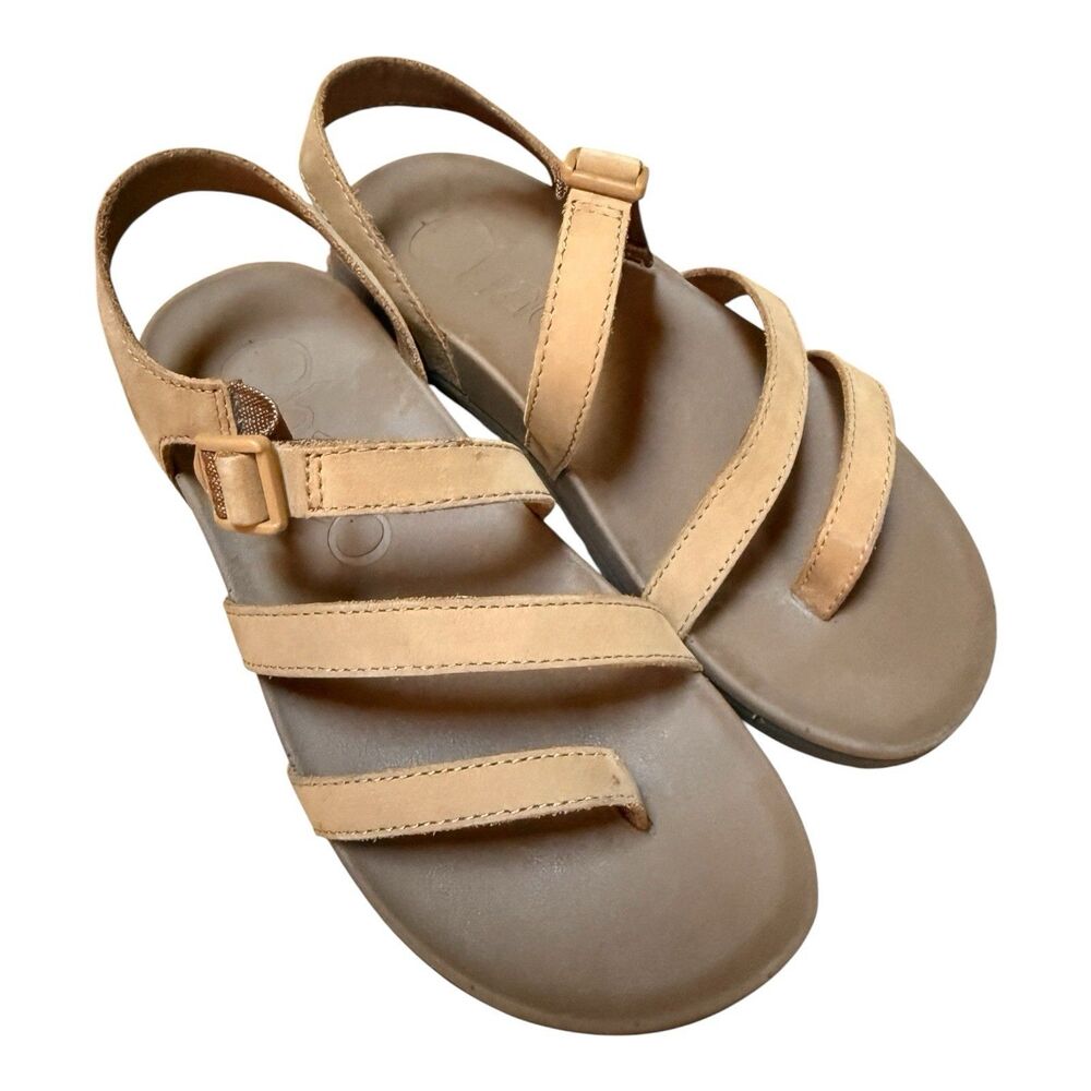 Chaco Women's Sz 7 Brown Leather Lowdown Strappy Sandals Flats